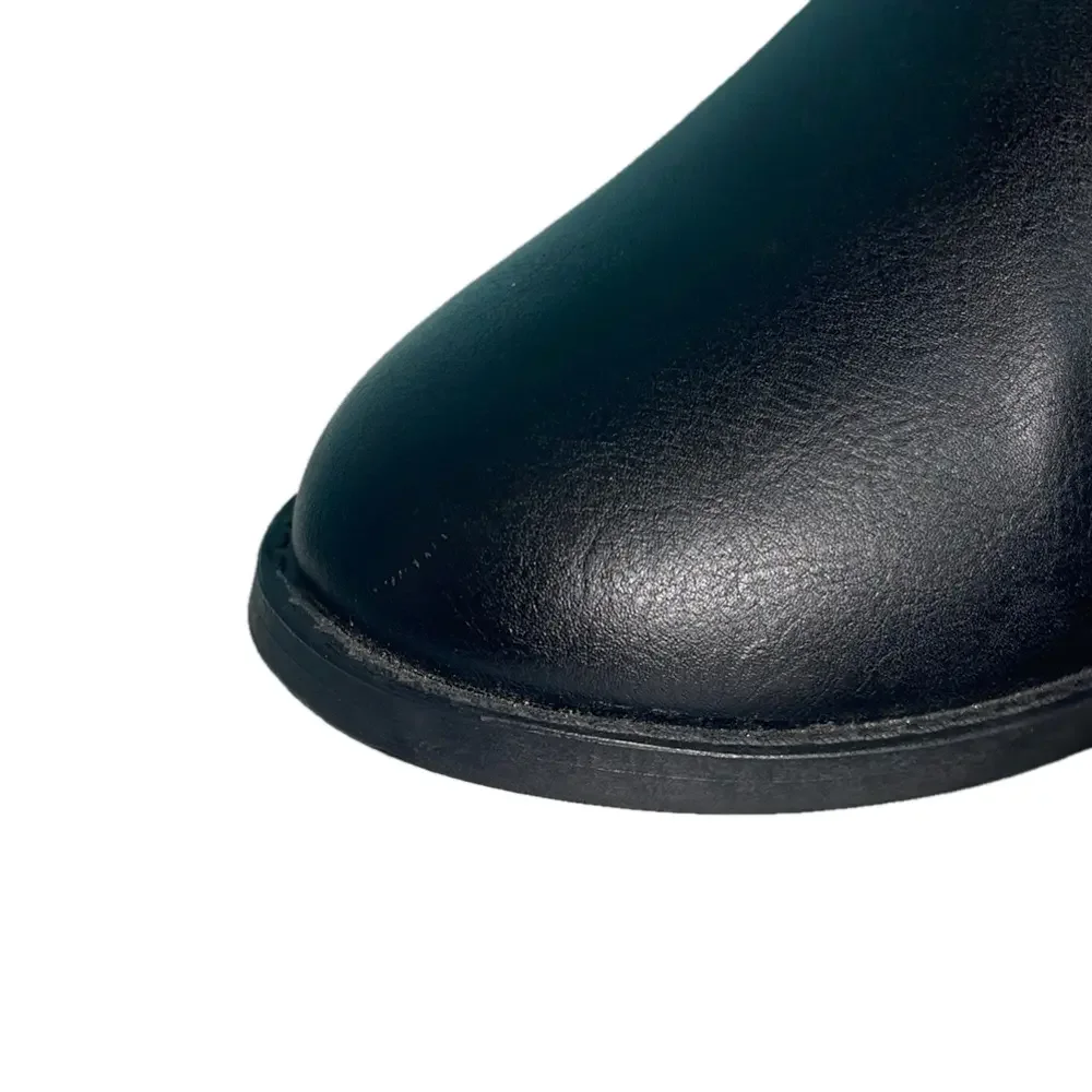 American Eagle Black Knee-High Riding Boots 8W Wide Zip Tall Low Heel Like New